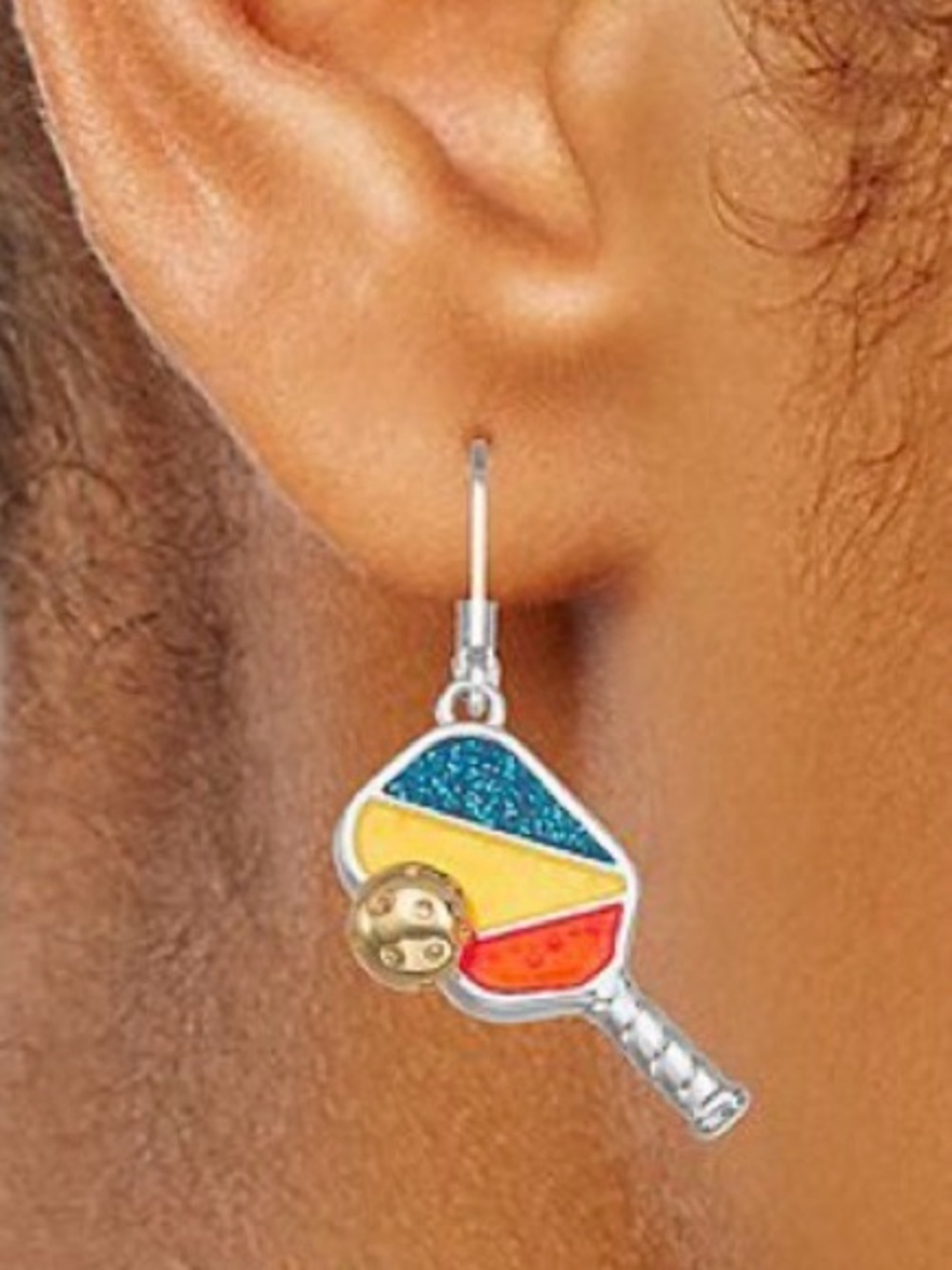 NWT Napier Multi-Color Pickleball Paddle Drop Earrings